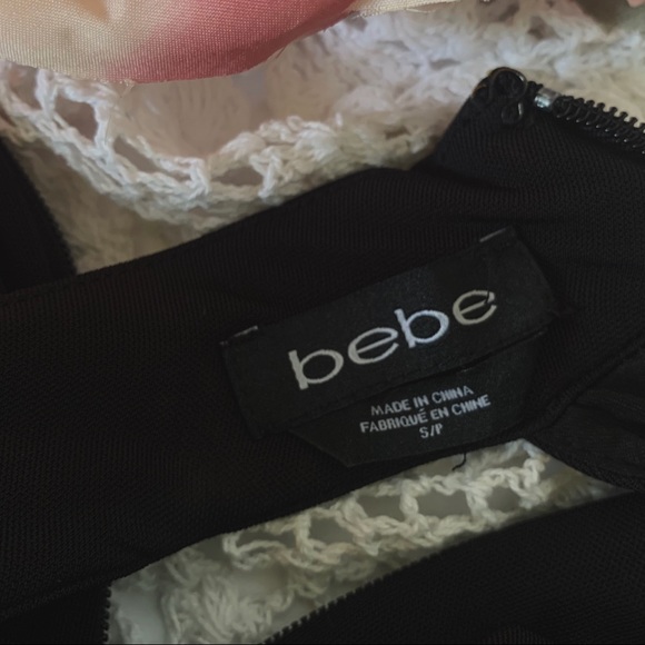 BEBE EMBELLISHED HIGH NECK BLACK BODYCON MINIDRESS - Picture 13 of 16